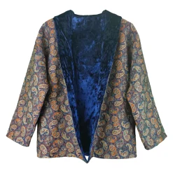 پالتو زنانه باآستر مخمل سورمه ای elt 25513