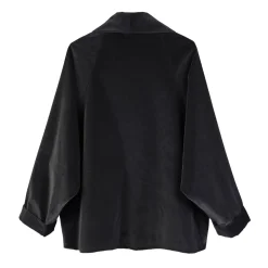 پالتو مخمل زنانه ذغالی با سنجاق سینه tij 25463