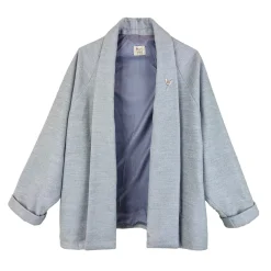 پالتو مخمل زنانه طوسی با سنجاق سینه tij 25461