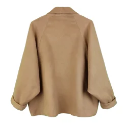 Alternative view of پالتو مخمل زنانه کرم با سنجاق سینه tji 25462