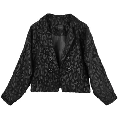 کت زنانه کوتاه کمر ریشی پلنگی rdl 24755