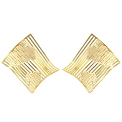 گوشواره زنانه برنجی سوی سفید بزرگ 25281 ewr