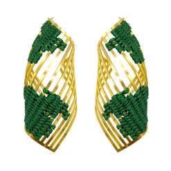 گوشواره زنانه برنجی فلو یشمی بزرگ 25285 ewr