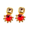 گوشواره زنانه پاپپه ماشه طلایی نگین سفید قرمز 25034 blt