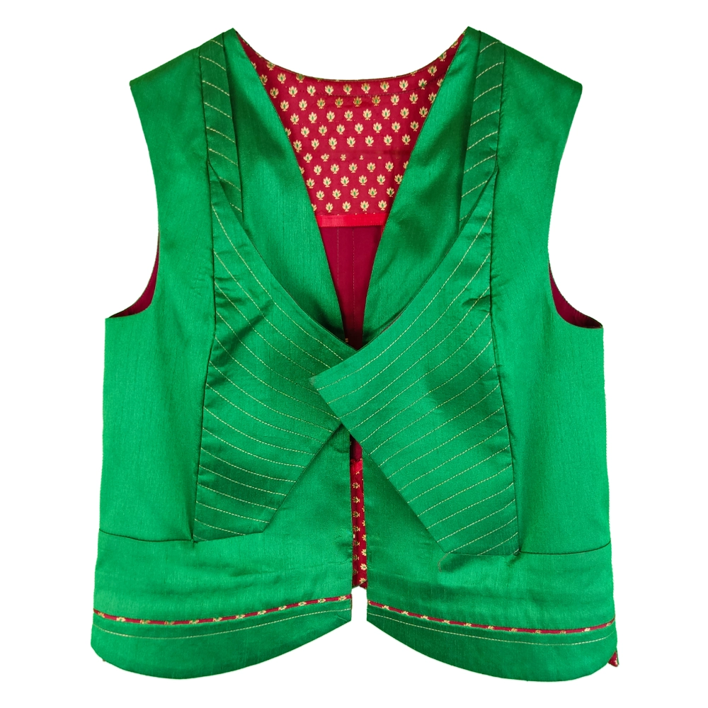 جلیقه تافته زنانه سبز تیره 25866 yst