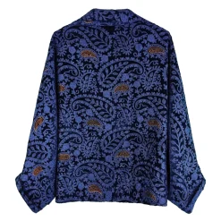 رویه مخمل زنانه سورمه ای با سنجاق سینه tji 25545