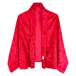 رویه مخمل زنانه قرمز طلایی با سنجاق سینه tji 24826