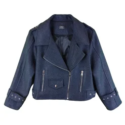 کت پشمی بایکر زنانه سورمه ای rdl 25484