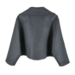 کت پشمی زنانه کوتاه زیپی طوسی rdl 14798