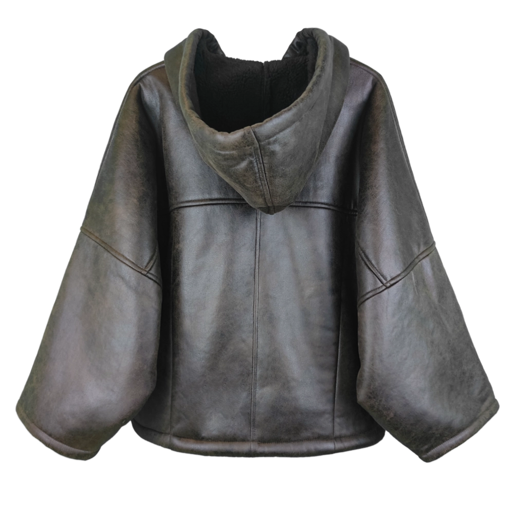 کت چرم زنانه قهوه ای brz 24921