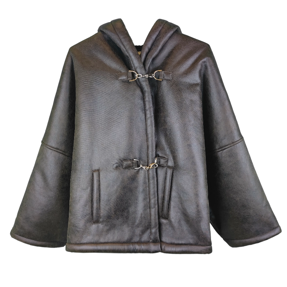 کت چرم زنانه قهوه ای brz 24921