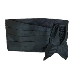 کراپ تاپ تافته زنانه مشکی طرح گل 24506 zmm