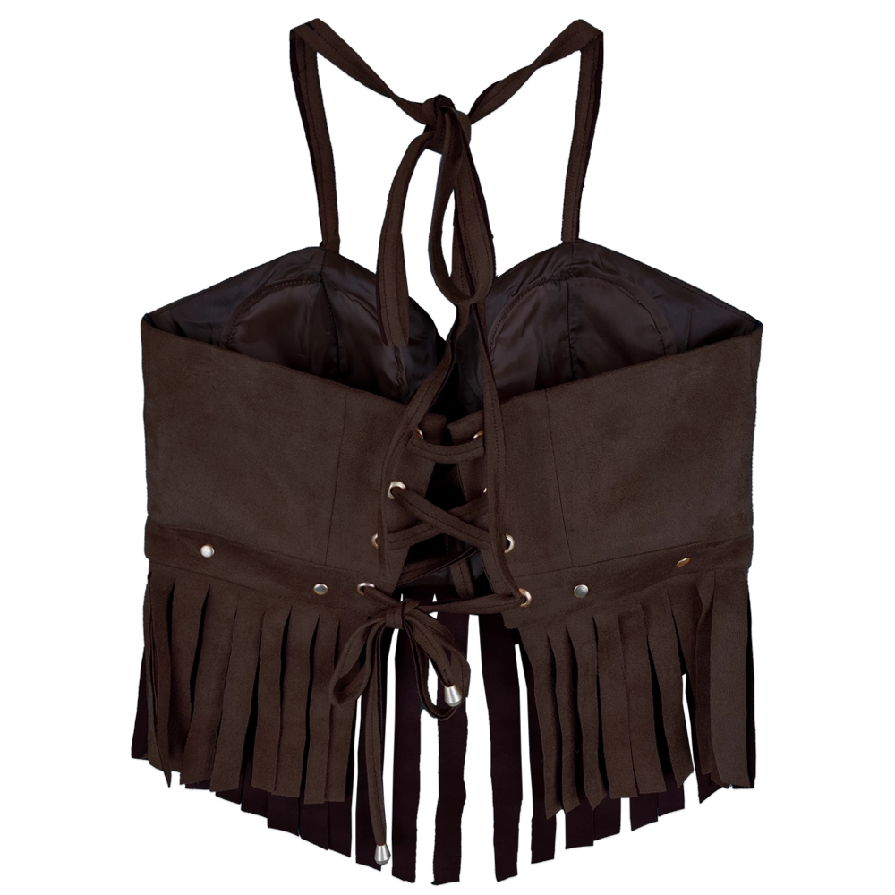 کراپ تاپ زنانه جیر قهوه ای 25352 ngh