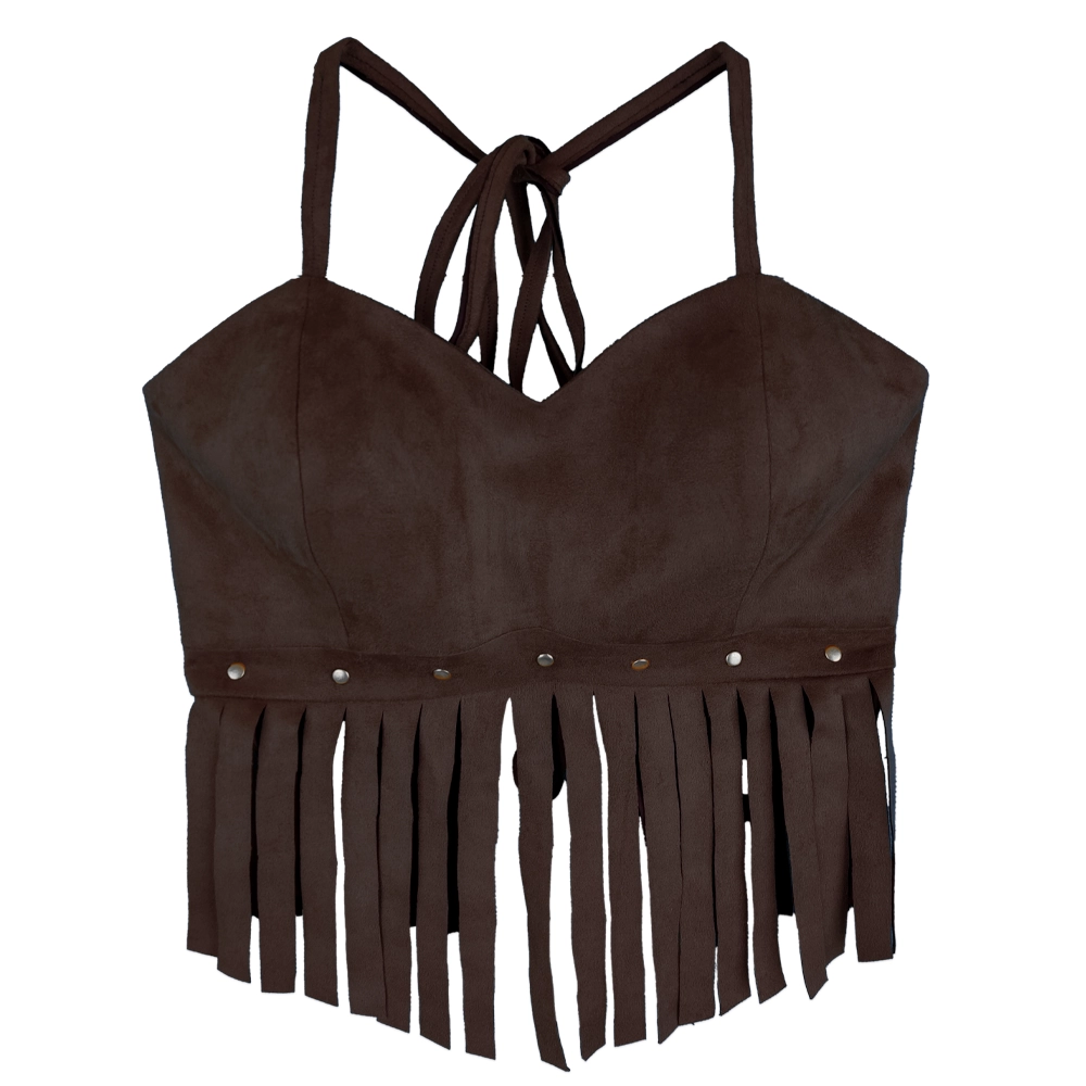 کراپ تاپ زنانه جیر قهوه ای 25352 ngh