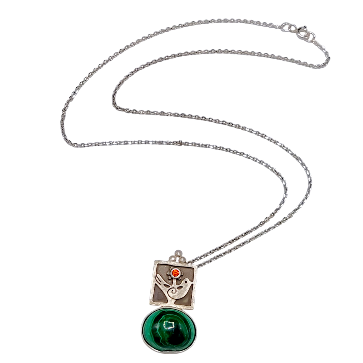 گردنبند نقره زنانه نگین دار 25695 mkh