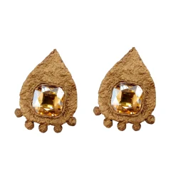 گوشواره زنانه پاپپه ماشه قهوه ای نگین شامپاینی 15700 blt