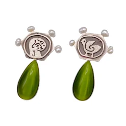 گوشواره نقره زنانه نگین دار 25089 mkh