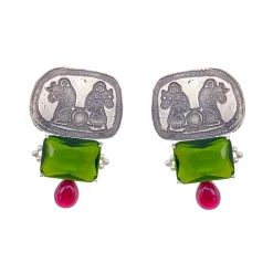 گوشواره نقره زنانه نگین دار 25746 mkh