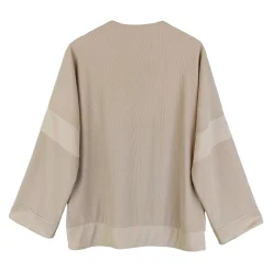 بلوز کبریتی زنانه کرم زیپ دار jbz 24497