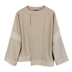 بلوز کبریتی زنانه کرم زیپ دار jbz 24497