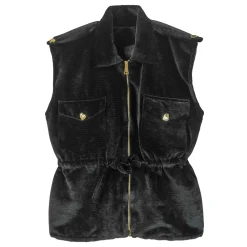 جلیقه زنانه کمردار مخمل گره ای مشکی 25914