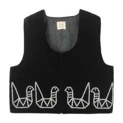 جلیقه مخمل زنانه مشکی 4 تاجی tji 24628