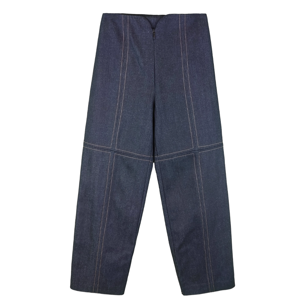 شلوار جین زنانه پلاس سورمه ای 26291 hrb