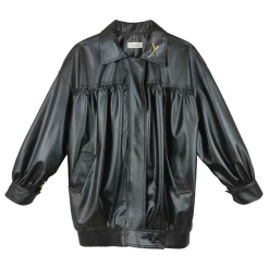 کت چرم زنانه مشکی nzy 26307